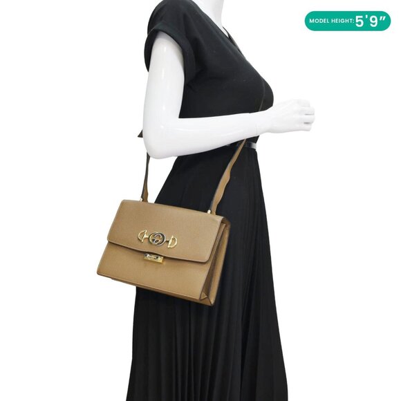 Gucci Zumi Flap Small Grainy Leather Shoulder Bag Brown 576388 - Picture 2 of 14